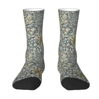 Fashion Men's William Morris Snakeshead Pattern Dress Socks Unisex Warm Breathbale 3D Printing Vintage Textile Crew Socks