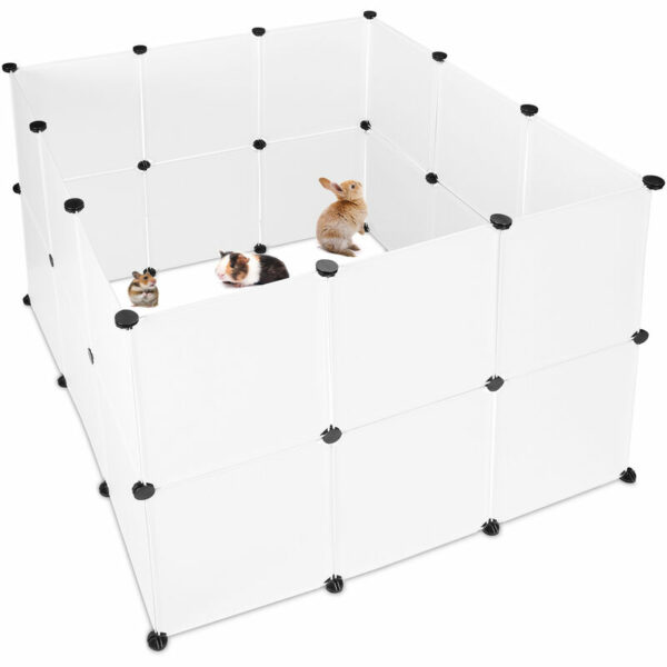 Freilaufgehege Kunststoff, diy Freigehege, Erweiterbarer Auslauf für Kleintiere, hbt 92 x 110 x 110 cm, weiß - Relaxdays