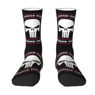 Fun Men's Skull Punishers Dress Socks Unisex Comfortable Warm 3D Printing Heavy Metal Skeleton Crew Socks