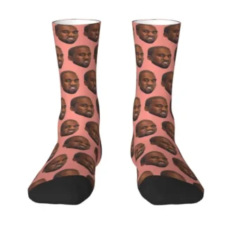 Funny Kanye West Meme Mens Crew Socks Unisex Kawaii 3D Printing Rapper Music Producer Dress Socks