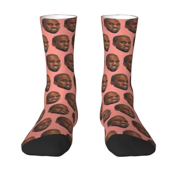 Funny Kanye West Meme Mens Crew Socks Unisex Kawaii 3D Printing Rapper Music Producer Dress Socks