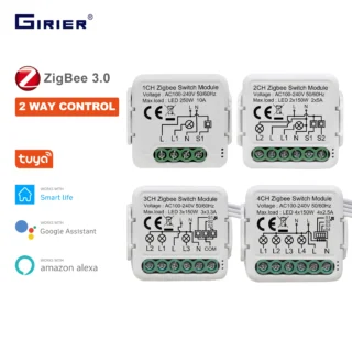 GIRIER Tuya ZigBee 3,0 Schalter Modul 10A Smart Home DIY Breaker 1 2 3 4 Gang Unterstützt 2 Weg