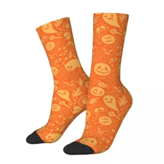 Happy Orange Halloween Trick or Treat Socks Shopping 3D Print Boy Girls Mid-calf Sock