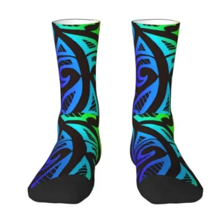 Harajuku Maoris Tribal Retro Neon Color Socks Men Women Warm 3D Printing Zealand Sports Basketball Socks