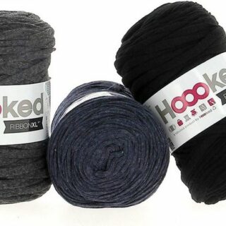 Hoooked Ribbon XL Garn 3 Stück Bundel Textilgarn DIY Häkelwolle, 360,00 m (Wollpaket Baumwollgarn zum Stricken und Häkeln, Nadelstärke 8 - 12 mm), Wolle Paket nachhaltig aus recycelten Materialien