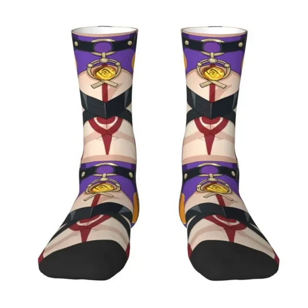 Itto Tiddies Genshin Impact Face Men's Crew Socks Unisex Novelty 3D Printed Funny Print Dress Socks