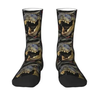 Jurassic Park Logo Mens Crew Socks Unisex Fun 3D Printed Dinosaur Movie Dress Socks