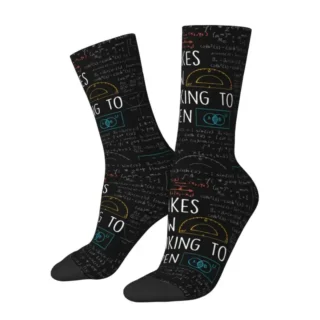 Kawaii Men's Mistakes Allow Thinking To Happen Dress Socks Unisex Breathbale Warm 3D Printed Math Teacher Quotes Crew Socks