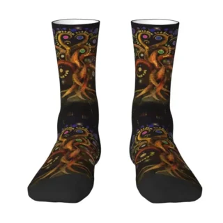 Kawaii Men's Tree Of Life Yggdrasil Rainbow Swirl Dress Socks Unisex Comfortable Warm 3D Printing Crew Socks
