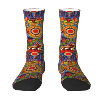 Kawaii Mexican Colorful Huichol Socks Women Men Warm 3D Printing Sports Basketball Socks