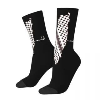 Keffiyeh Palestine Map Socks Hiking 3D Print Boy Girls Mid-calf Sock