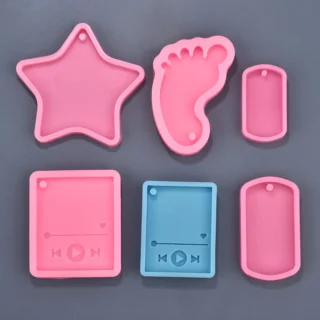 Key Chain Pendant Crystal Epoxy Resin Mold Diy Foot MP3 Key Chain Casting Silicone Mold Jewelry Making Tool