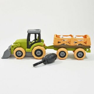 Kögler Spielzeug-Auto DIY Bauernhof Fahrzeug mit Anhänger und Ziegen Tracktor Trecker 27,5 cm