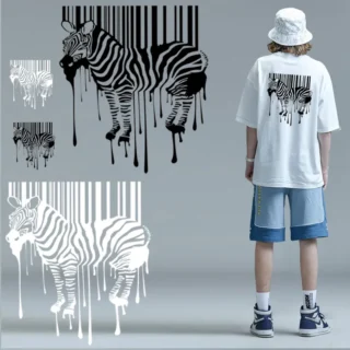 Kühlen Zebra Eisen Auf Transfer Für Kleidung Weiß Schwarz Aufkleber Auf Kleidung DIY T-Shirt