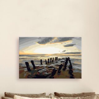 Leinwandbild DIY Strand (Sonnenaufgang)