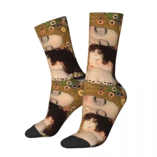 Mom Hug Gustav Klimt Patting Art Socks Gym 3D Print Boy Girls Mid-calf Sock