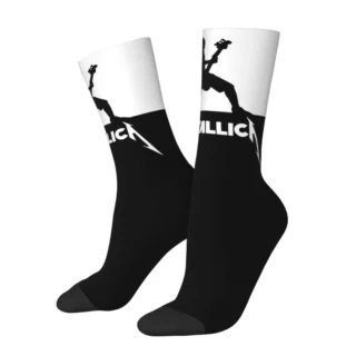Novelty Men's Rock Roll Metallicas Dress Socks Unisex Warm Breathbale 3D Printing Heavy Metal Music Crew Socks