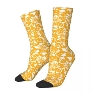 Orange Halloween Trick or Treat Socks Shopping 3D Print Boy Girls Mid-calf Sock