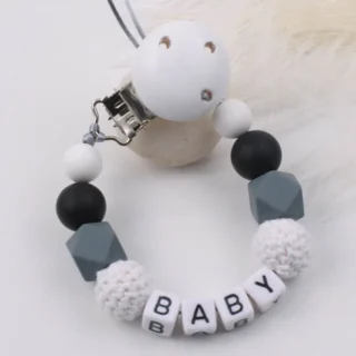 Personalized Name Silicone Baby Pacifier Clips DIY Pacifier Chain for Baby Teething Soother Chew Toy Dummy Clip Holder