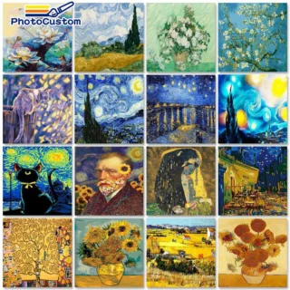 Van Gogh Malerei Durch Anzahl Öl Bild Auf Leinwand DIY Kits Acryl Farbe Landschaft Abbildung