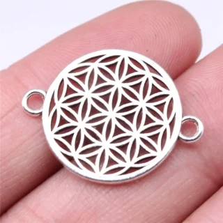 WYSIWYG 10pcs Charms 26x20mm Flower Of Life Connector Charms For Jewelry Making DIY Jewelry Findings Antique Silver Color