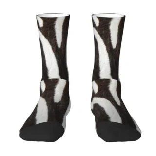 Zebra Striped Pattern Animal Fur Dress Socks Mens Womens Warm Fashion Zebra Leather Texture Lover Crew Socks 3D Printing