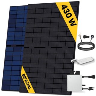 EPP.Solar Solaranlage 430W Bifazial Balkonkraftwerk Komplettset Balkon Mini-PV Anlage, Monokristallin, (Mit HMS-400-1T Wechselrichter, DTU-WLite-S und 10m Schukostecker)