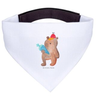 Mr. & Mrs. Panda Hundefliege Bär mit Schultüte - Weiß - Geschenk, mittel, Teddybär, Tuch, Grundsch, Polyester, Farbecht