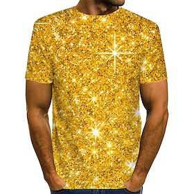 Herren Shirt T shirt Tee Party Wear T Shirts Graphic 3D Rundhals Silber Custom Print Blau Gold Braun 3D Print Casual Daily Short Sleeve Print Kleidung Kleidung