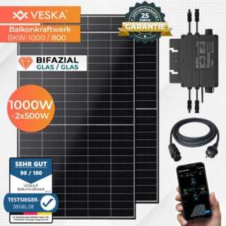 Balkonkraftwerk 1000/800W Bifazial Photovoltaik Solaranlage WIFI Smarte Mini-PV Anlage