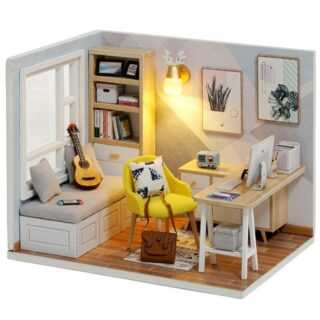 Bizaical 3D-Puzzle DIY montieren süßes Minizimmer, 3D-Holz-Miniaturhaus mit Staubschutz, Puzzleteile