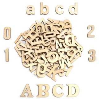 Handi Stitch Streudeko DIY Holz Buchstaben & Zahlen Set - 124 Stück, DIY Holz Buchstaben und Zahlen - 124 Stück