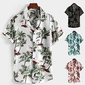 Leaves Herren Resort Hawaiian 3D Printed Shirt Button Up Kurzarm Sommer Strand Aloha Shirt Urlaub Täglich Tragen S bis 3XL