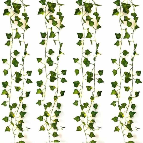 Minkurow - 4pcs 2m 20 Leds Künstliche Pflanzen Led Lichterketten Lichterketten Grünes Blatt Efeu Rebe Für Zuhause Hochzeit Dekor Lampe Diy Hängende