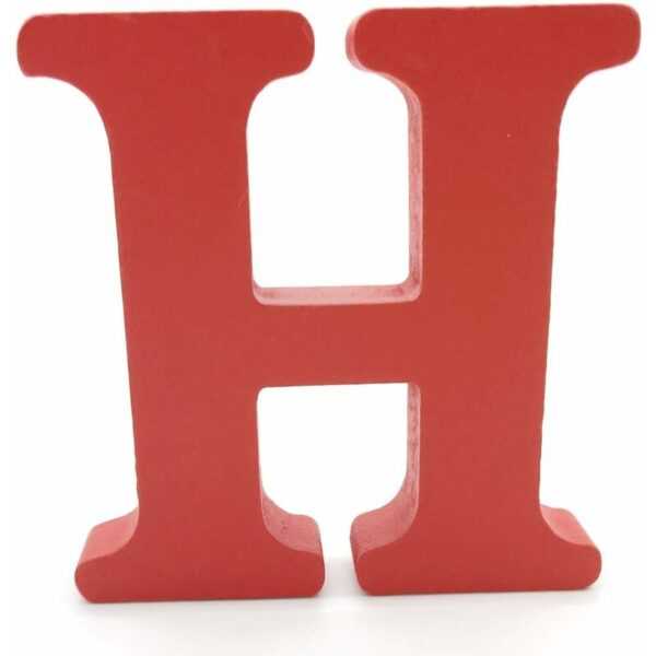 Minkurow - Holzbuchstaben (h), rot, 1 Stück, 10 cm, az, diy, englisches Alphabet, Basteln, Ornamente für Zuhause, Hochzeit, Geburtstag, Party,