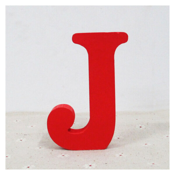 Minkurow - Holzbuchstaben (j), rot, 1 Stück, 10 cm, a-z, diy englisches Alphabet, Bastelornamente für Zuhause, Hochzeit, Geburtstag, Party,