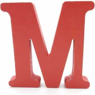 Minkurow - Holzbuchstaben (m), rot, 1 Stück, 10 cm, a-z, diy, englisches Alphabet, Basteln, Ornamente für Zuhause, Hochzeit, Geburtstag, Party,