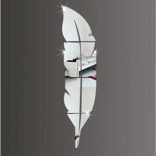 Moderne DIY-Feder-Spiegel-Wandaufkleber, 3D-Acrylgemälde, Heimaufkleber, lebende Wandbilder, 120 x 30 cm (links)