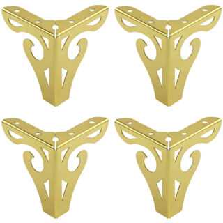 Petites Ecrevisses - 4 Stück Dreieckige Schrankfüße 10cm diy Möbelfüße aus Metall Schrankfüsse mit Schrauben Gold