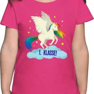 Shirtracer T-Shirt Schulstart Regenbogen-Pferd Einschulung Mädchen