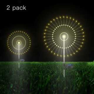 Solar Gartenleuchte, 105 led Solar Feuerwerk Licht, Dekorative wetterfeste diy Outdoor Landschaftsleuchte für Garten Rasen Terrasse Weg (Warmweiß, 2