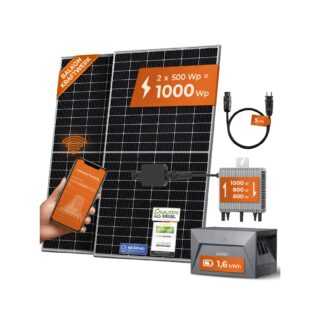Solarway 1000.2W Balkonkraftwerk mit Speicher 1,6kWh Anker - 600-1000W Ausgang einstellbar - 2 x 500W JaSolar APP&WiFi - Plug&Play