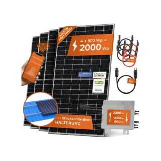 Solarway Balkonkraftwerk 2000W Komplett Steckdose - Ausgang einstellbar 600/800/2000W - 4x500W JaSolar-Module, Wechselrichter mit APP&WiFi, Plug&Play