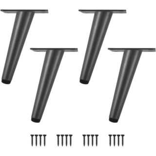 4 Möbelbeine, DIY-Möbelbeschläge, schräge kegelförmige Metallmöbelstützbeine, Sofabeine, Schrankbeine, Tischbeine, schwarz (15 cm) - Lycxames