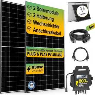Asukale Solarmodul Asukale Solar Balkonkraftwerk 830W Komplett Steckdose, APSystem, Plug-and-Play