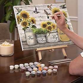 DIY Acryl-Malset Sonnenblumen Ölgemälde nach Zahlen auf Leinwand für Erwachsene einzigartiges Geschenk Wohnkultur 16 20 Zoll