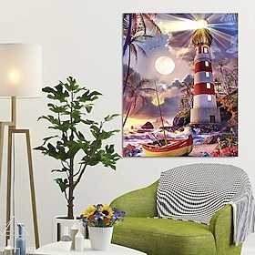 DIY Acrylmalerei-Set Leuchtturm, Ölgemälde nach Zahlen auf Leinwand für Erwachsene, einzigartiges Geschenk, Heimdekoration, 40,6 x 50,8 cm