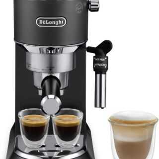 De'Longhi Dedica Style EC 685.B - Espresso Siebträgermaschine, Espressomaschine mit professionellem Milchaufschäumer, nur 15 cm breit, für Kaffeepulver oder ESE Pads, 1 l Wassertank, schwarz