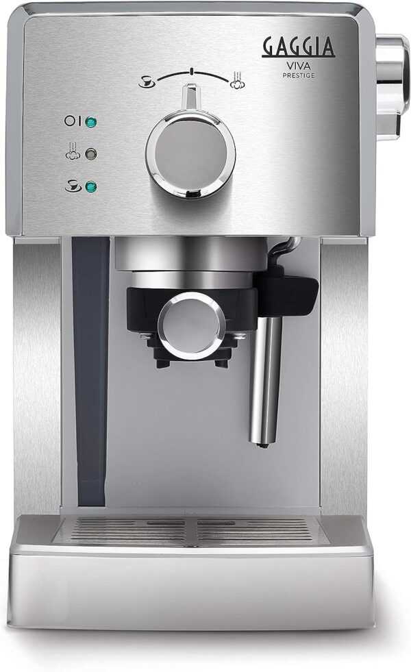 Gaggia RI8437/11 Viva Prestige manuelle Espresso-Kaffeemaschine, für gemahlene und Schoten, 1025 W, 15 bar, Edelstahl, 1025 W
