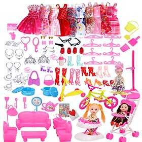 Geschenkbox-Set Lele rosa Puppenzubehör Spielzeug DIY-Materialpaket ausländische Puppenkleidung hängender Rock für Kinder 118-teilig